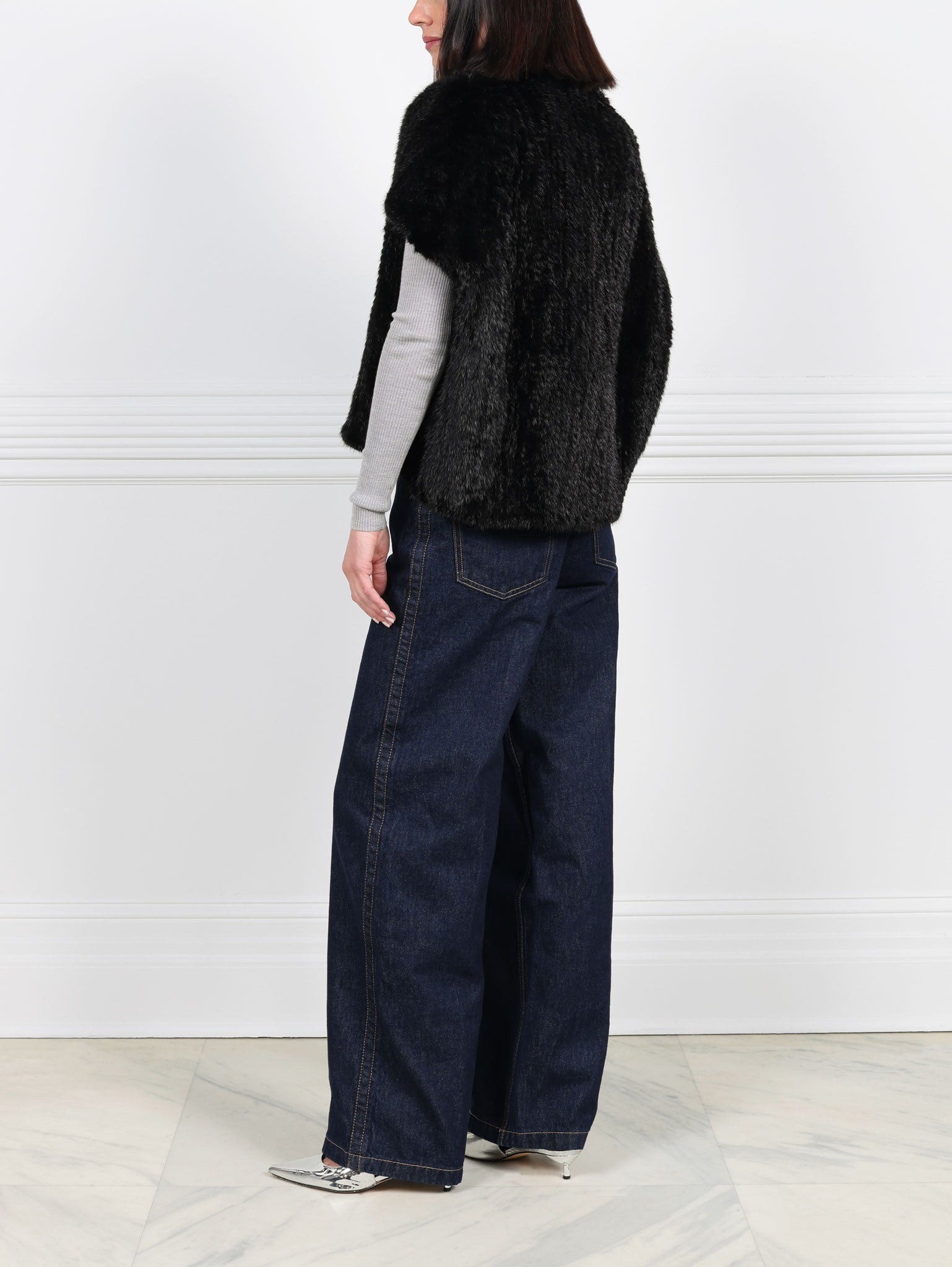 The Frances Knitted Mink Fur Cocoon Vest