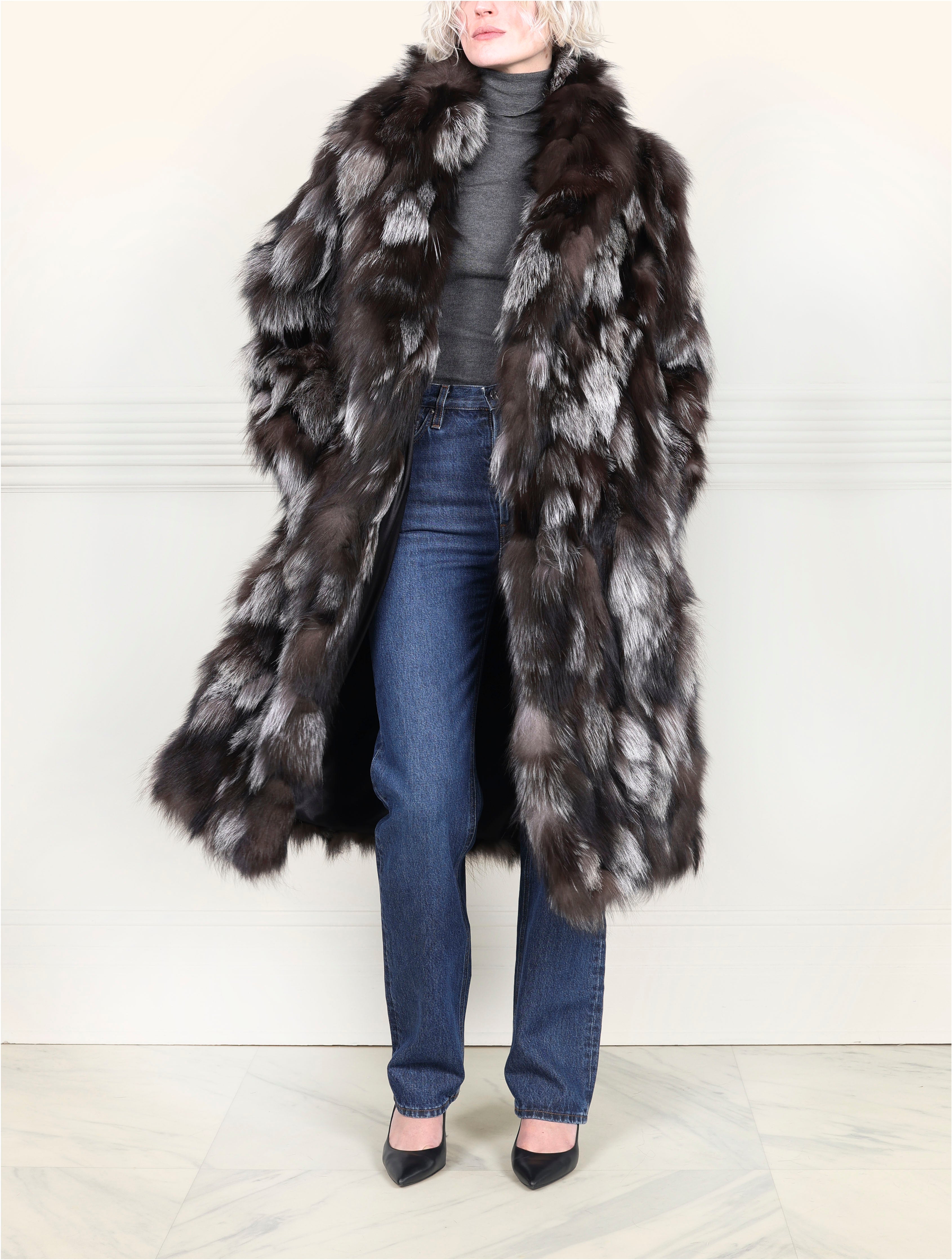 Upcycled Patchwork Fox Fur Coat