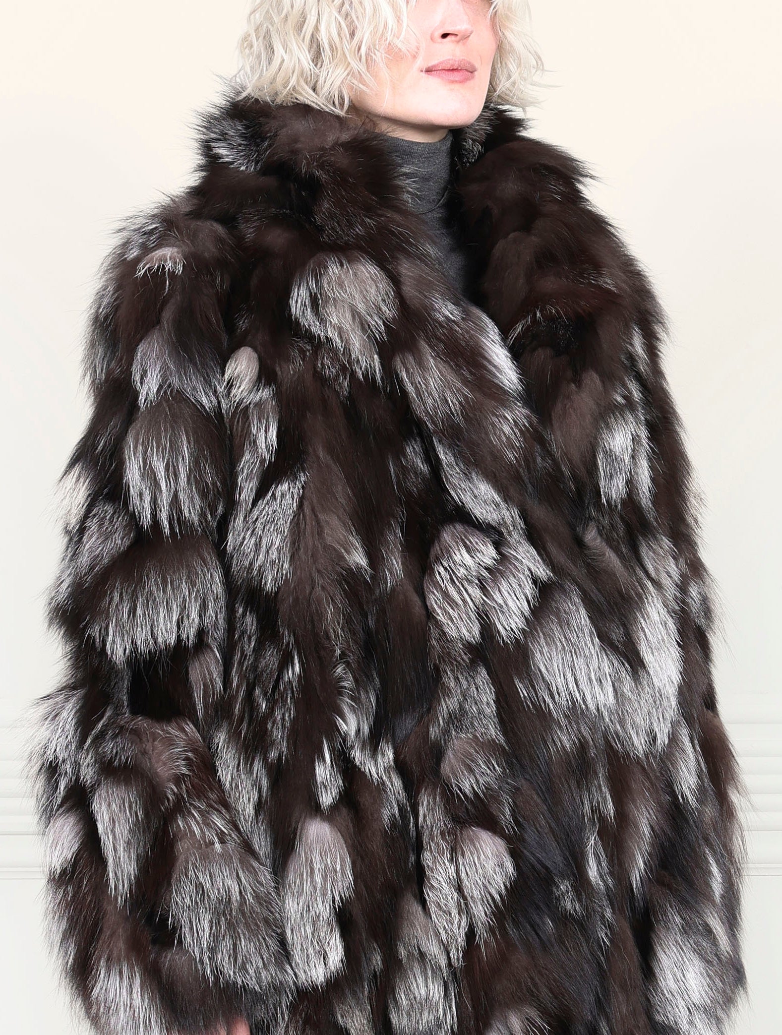 Upcycled Patchwork Fox Fur Coat