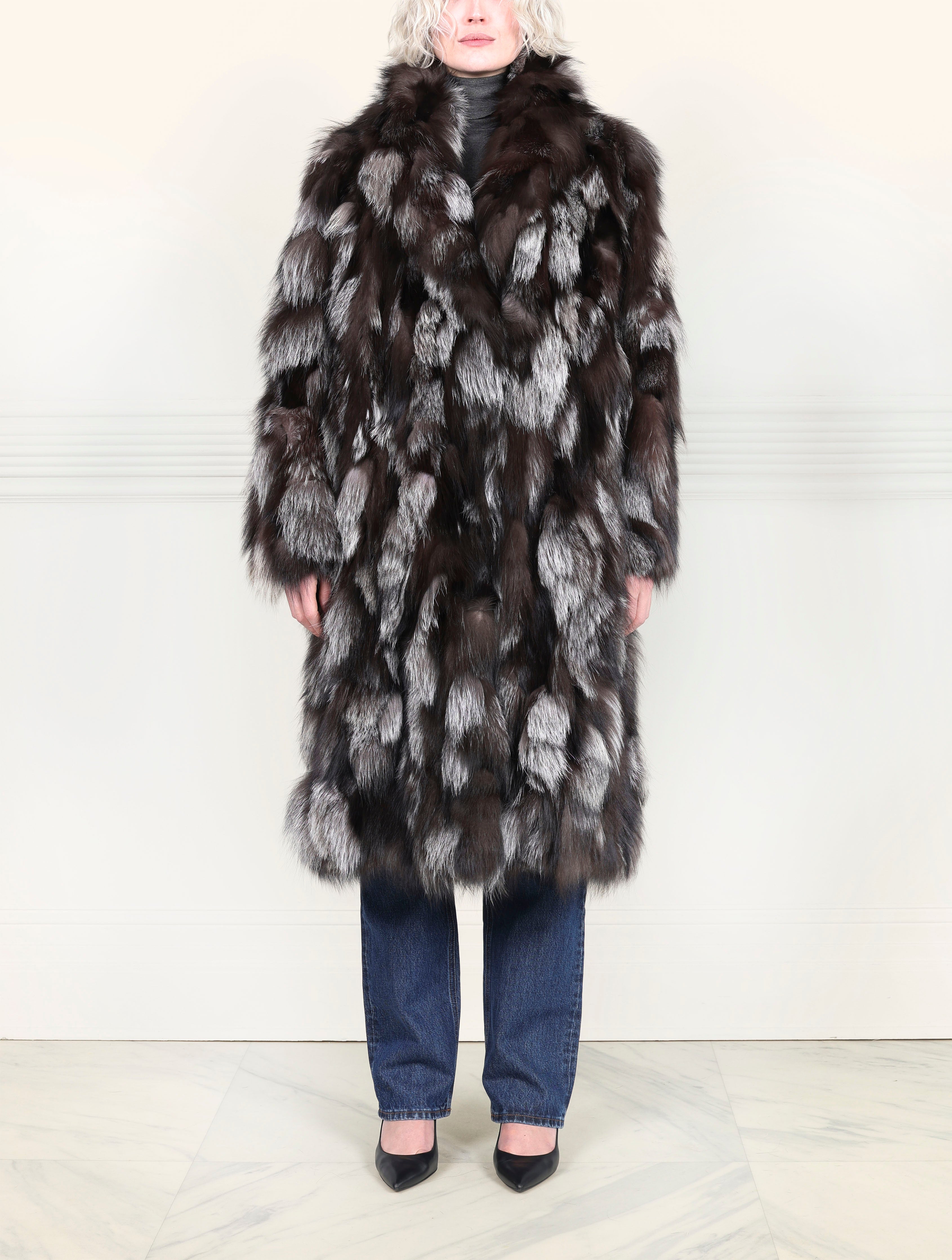 Upcycled Patchwork Fox Fur Coat