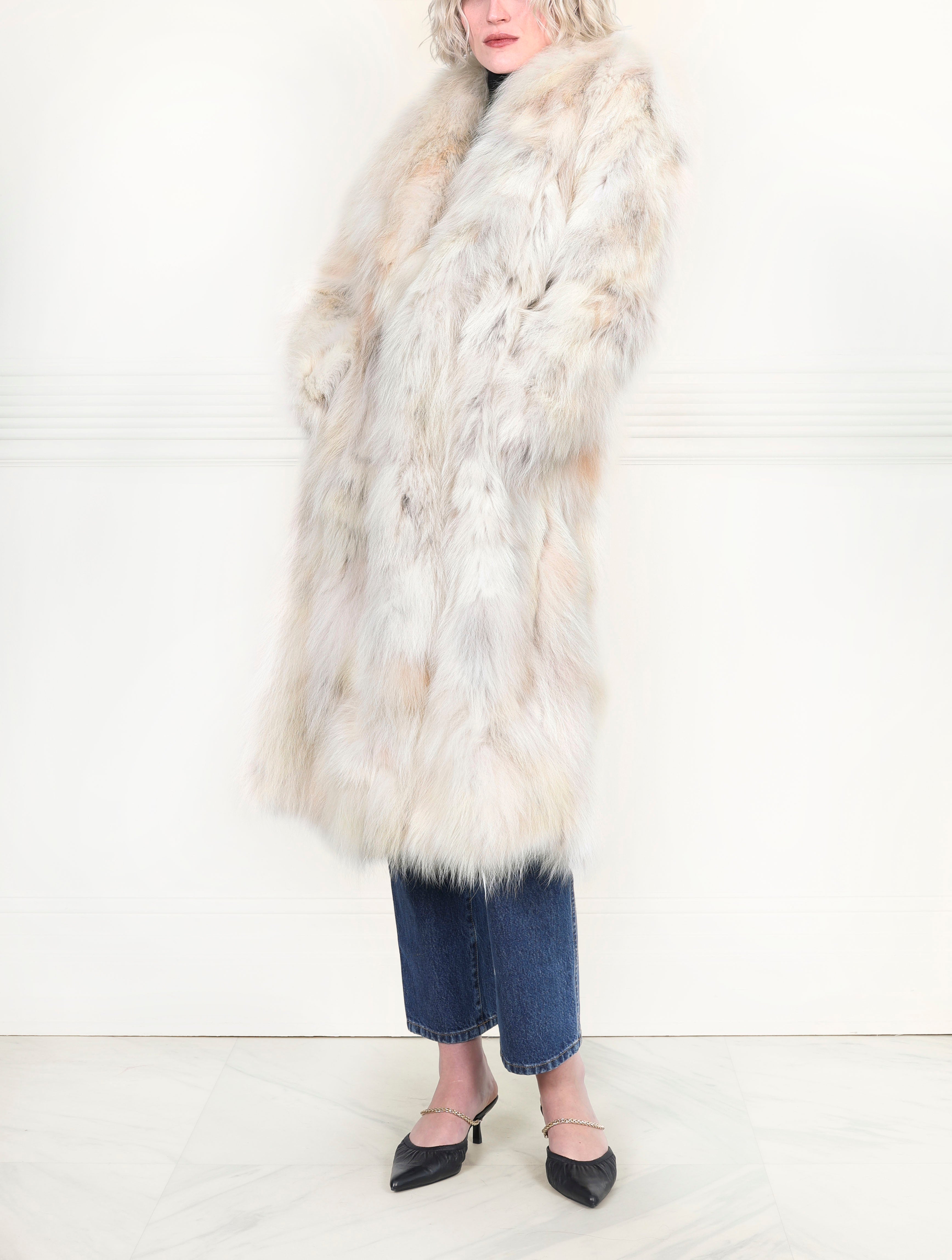 Upcycled Patchwork Coyote Fur Coat