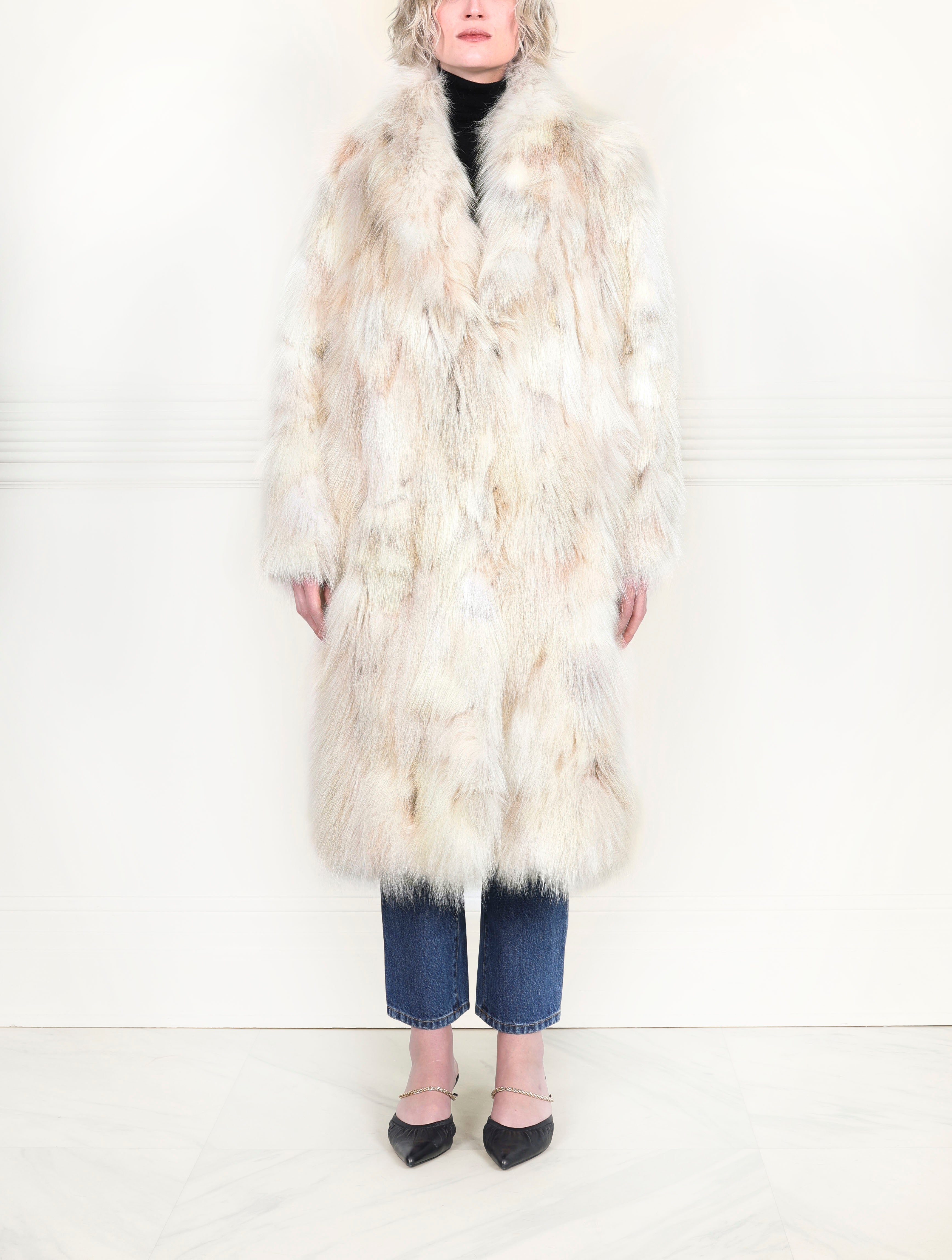 Upcycled Patchwork Coyote Fur Coat
