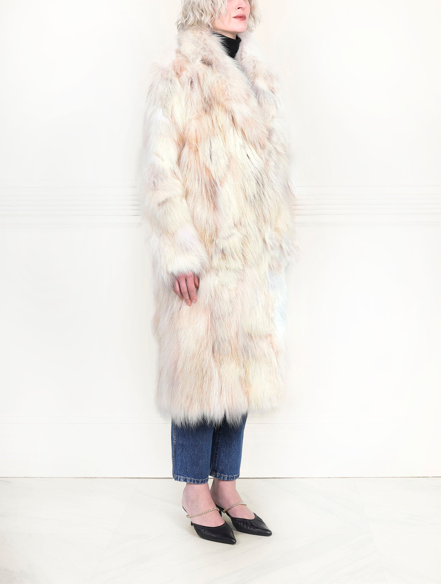 Upcycled Patchwork Coyote Fur Coat