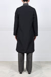 Reversible Horizontal Sheared Mink Belted Collarless Stormcoat in Black