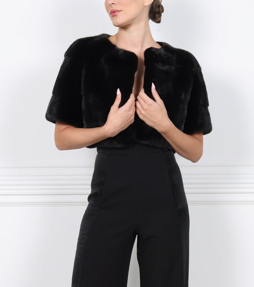 The Stratus Horizontal Mink Fur Shrug Pologeorgis POLOGEORGIS