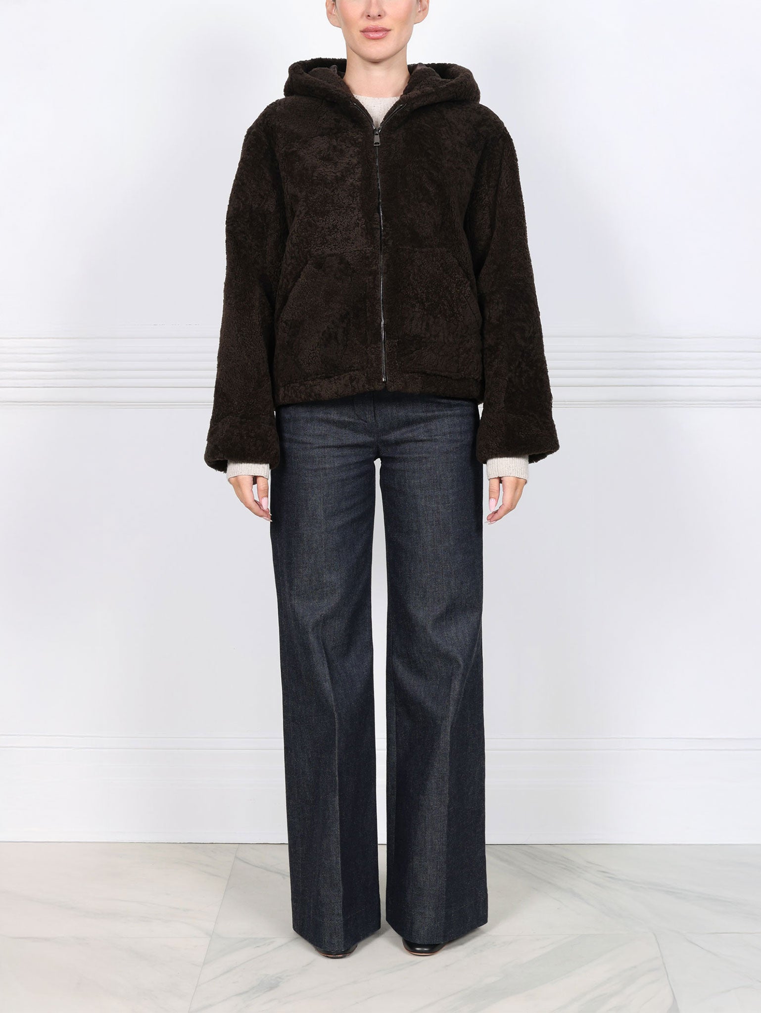 The Martine Brown Upcycled Shearling Hooded Jacket