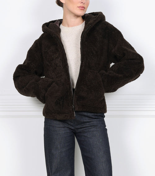 The Martine Brown Upcycled Shearling Hooded Jacket