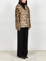 Leopard Print Shearling Hooded Jacket