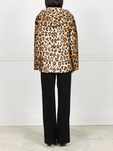 Leopard Print Shearling Hooded Jacket