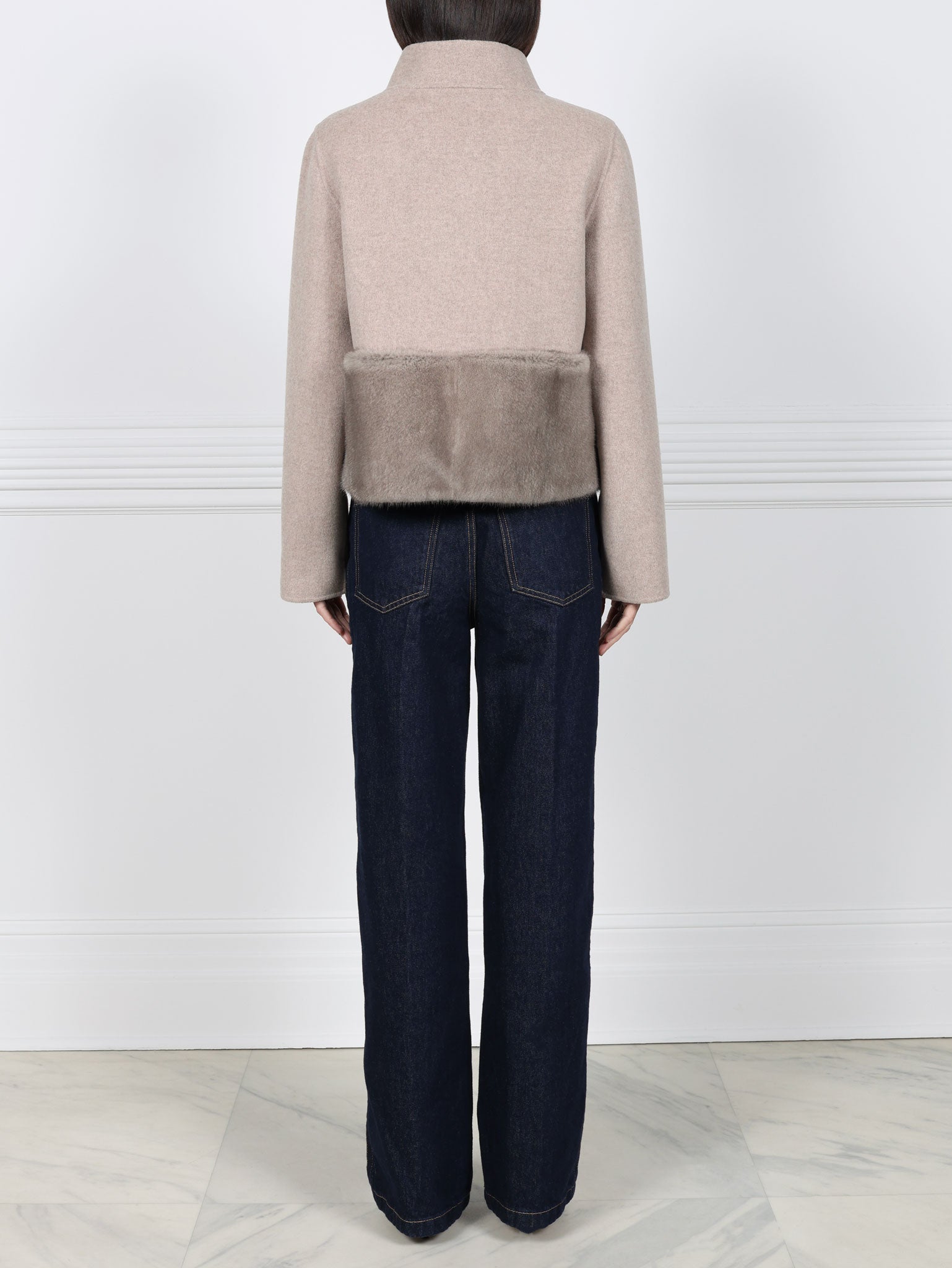 The Edie Petite Wool Cashmere Blend Jacket with Mink Trim