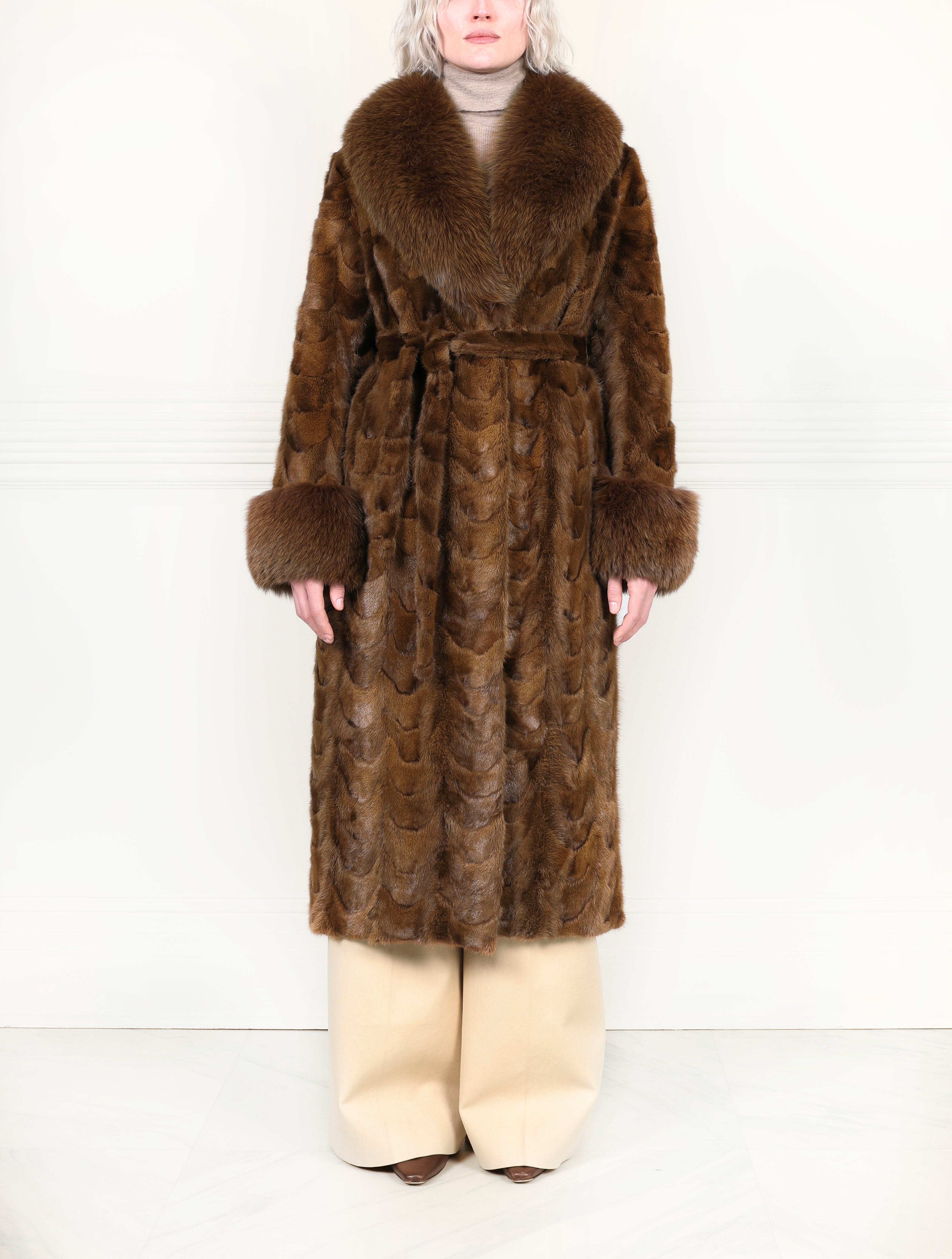 The Penny Upcycled Mink Coat with Fox Trim