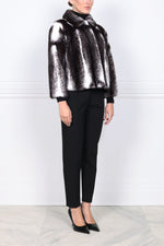 The James Black Cross Mink Crop Sleeve Jacket