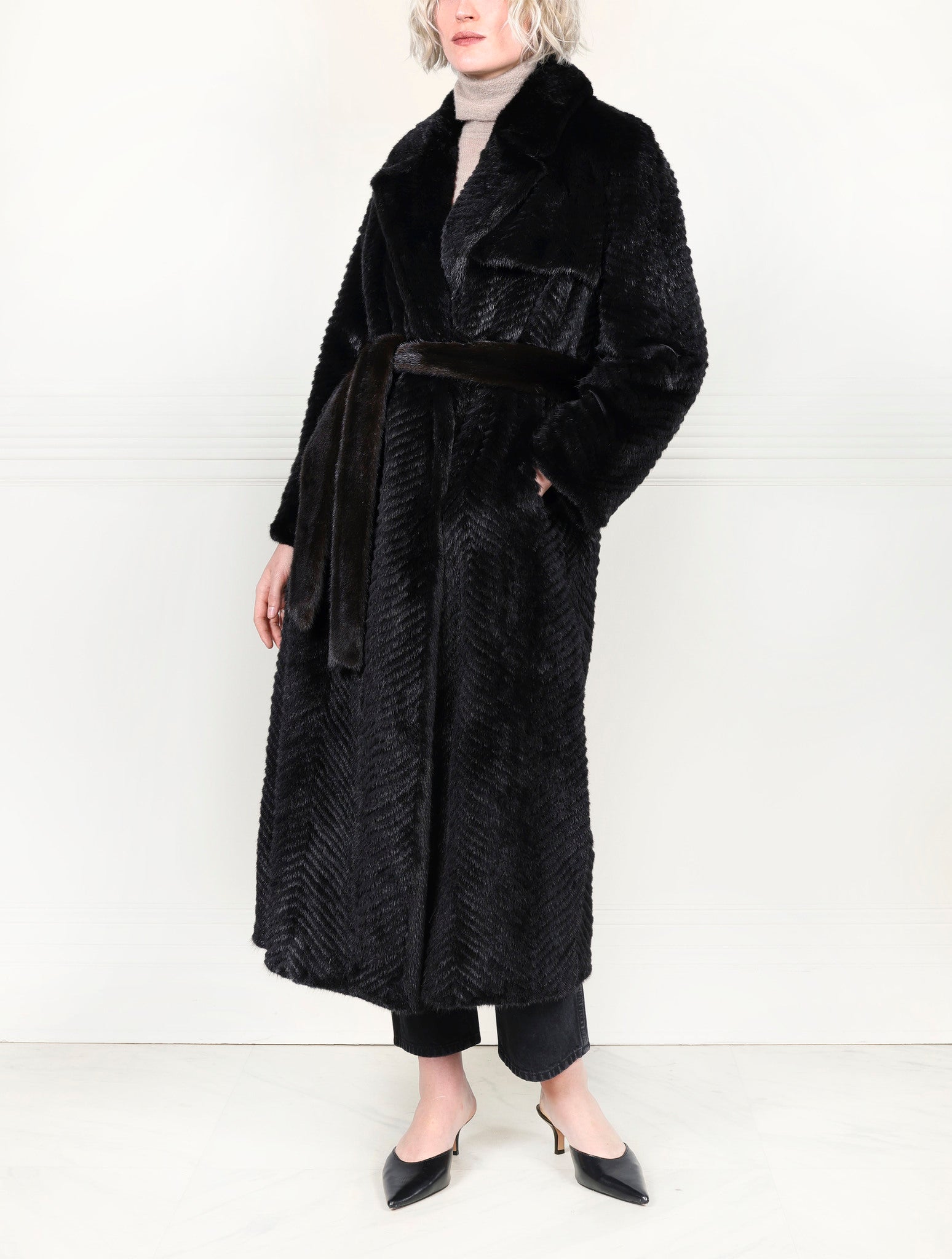 The Thelma Chevron Fur Coat