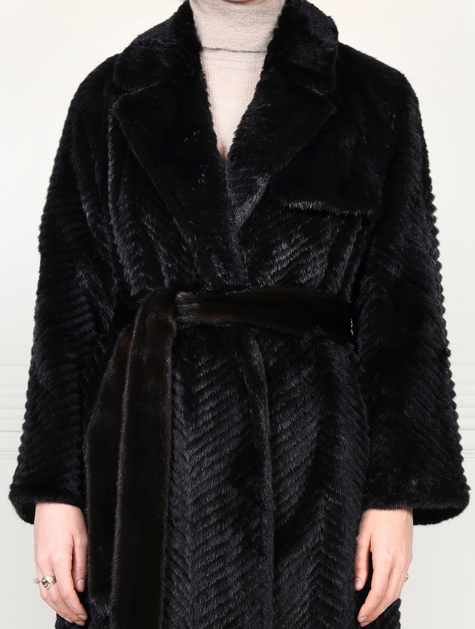 The Thelma Chevron Fur Coat