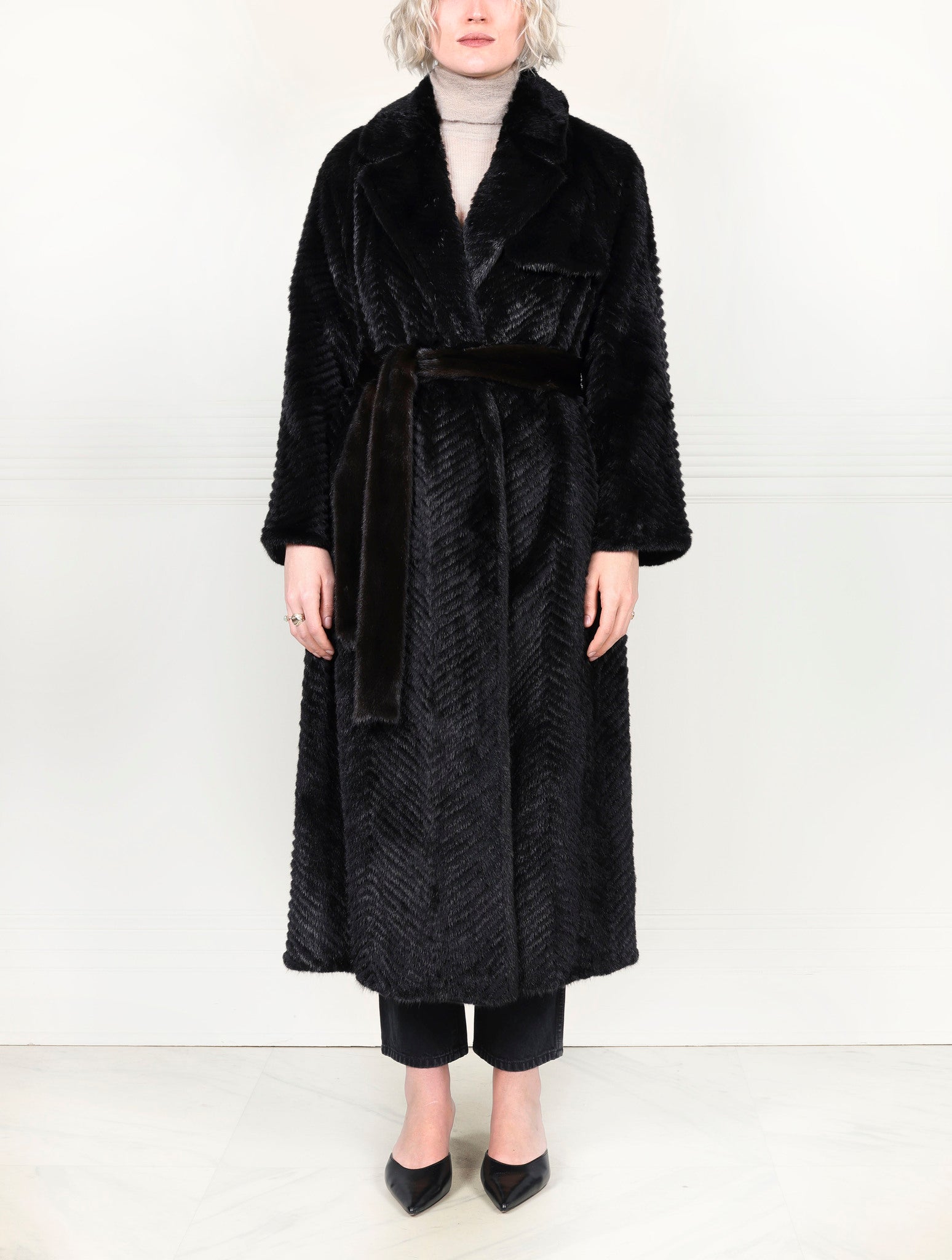 The Thelma Chevron Fur Coat