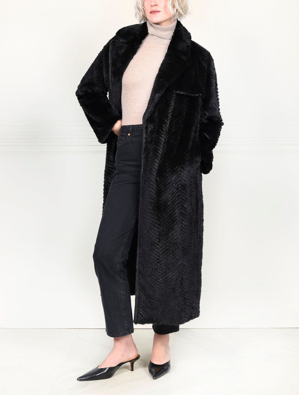 The Thelma Chevron Fur Coat