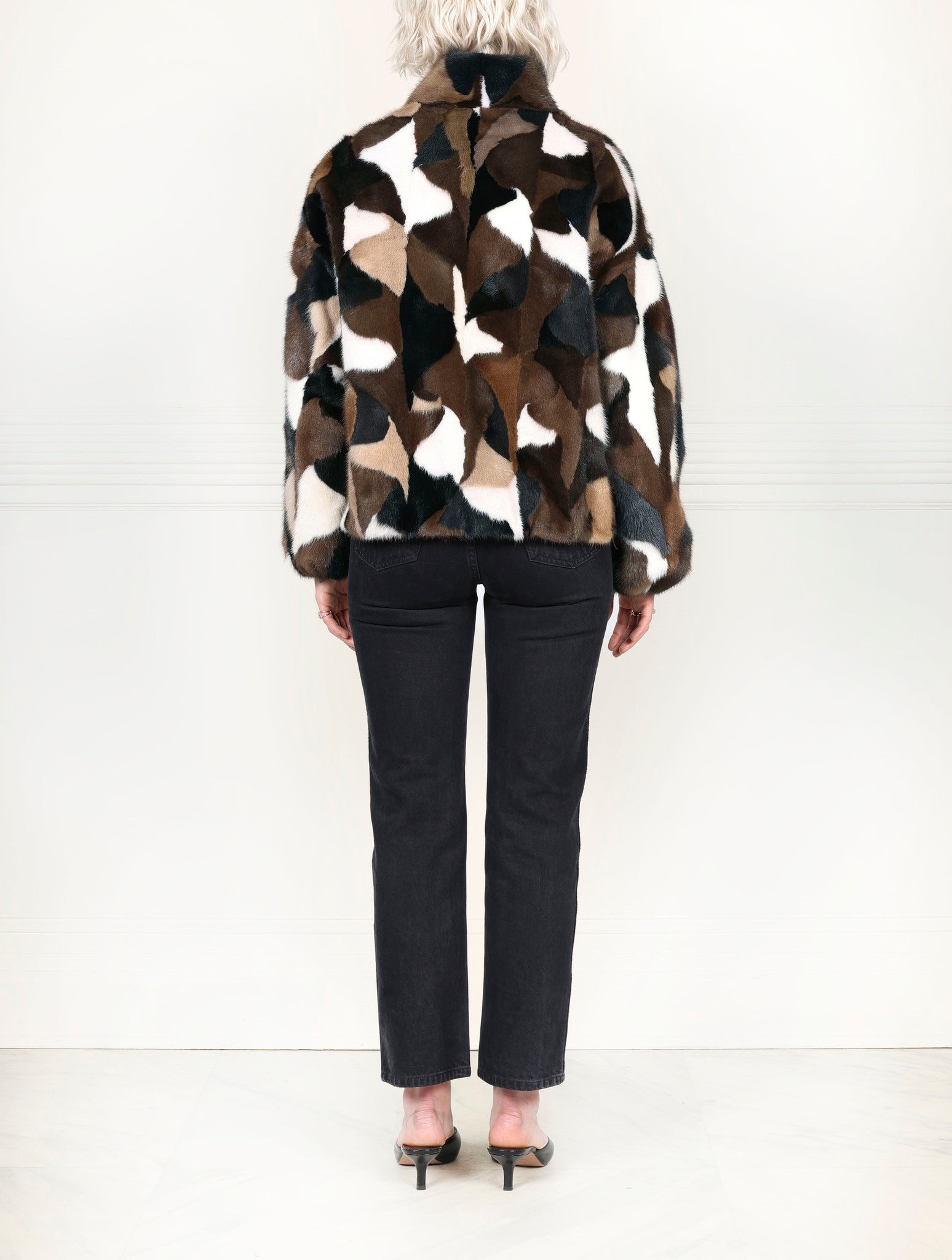 The Mosaic Upcycled Mink Fur  Bomber Jacket
