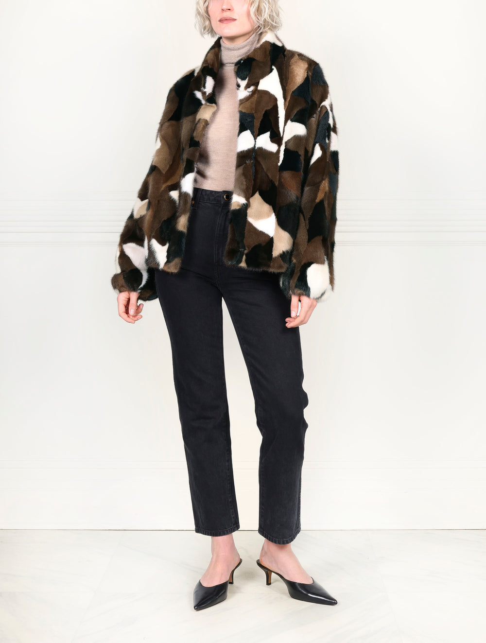 The Mosaic Upcycled Mink Fur  Bomber Jacket