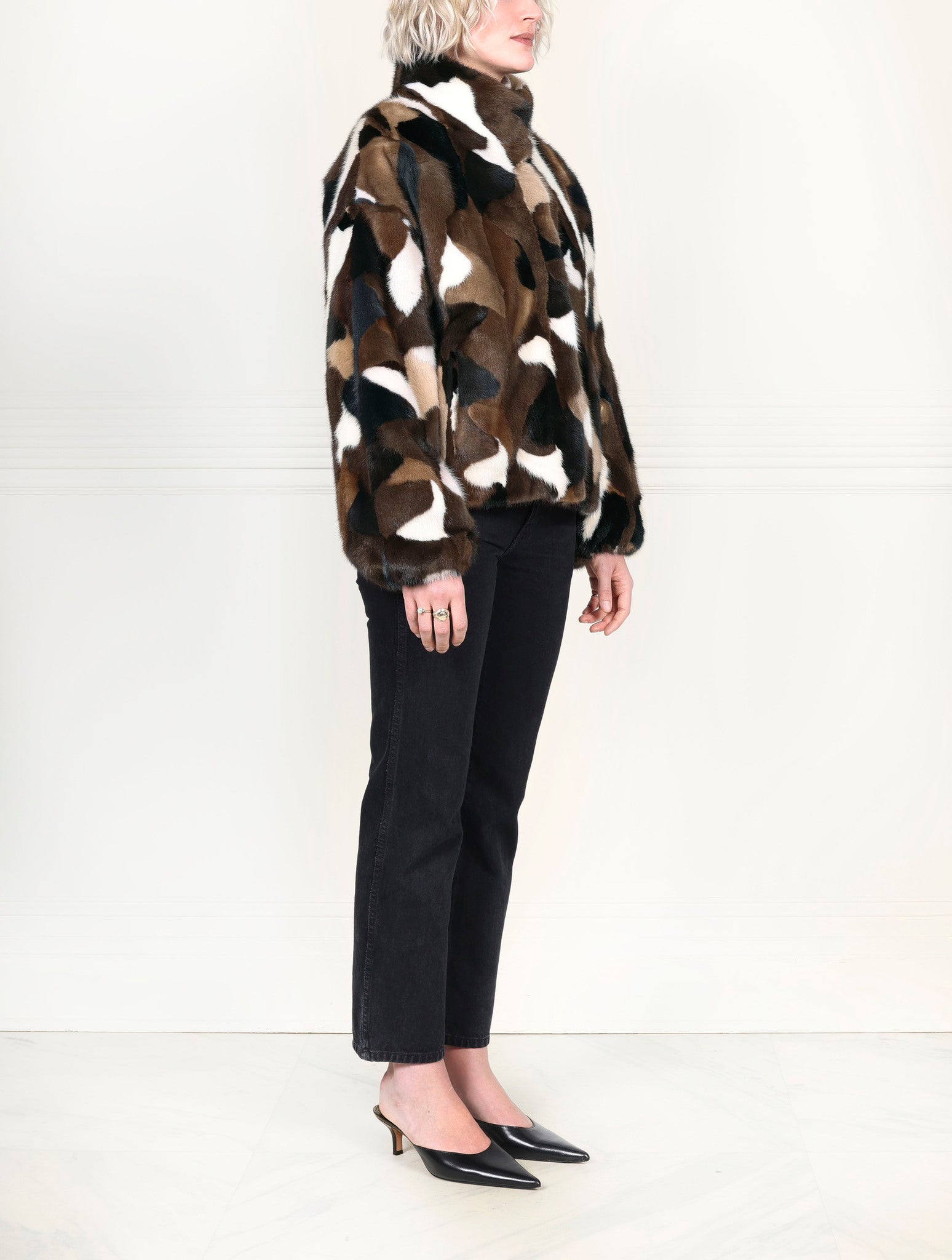 The Mosaic Upcycled Mink Fur  Bomber Jacket