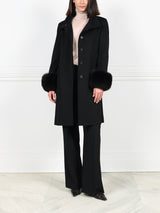 Wool and Cashmere Coat with Fox Cuff