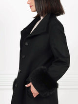 Wool and Cashmere Coat with Fox Cuff