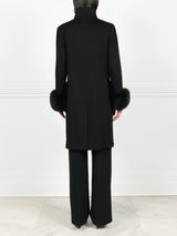Wool and Cashmere Coat with Fox Cuff
