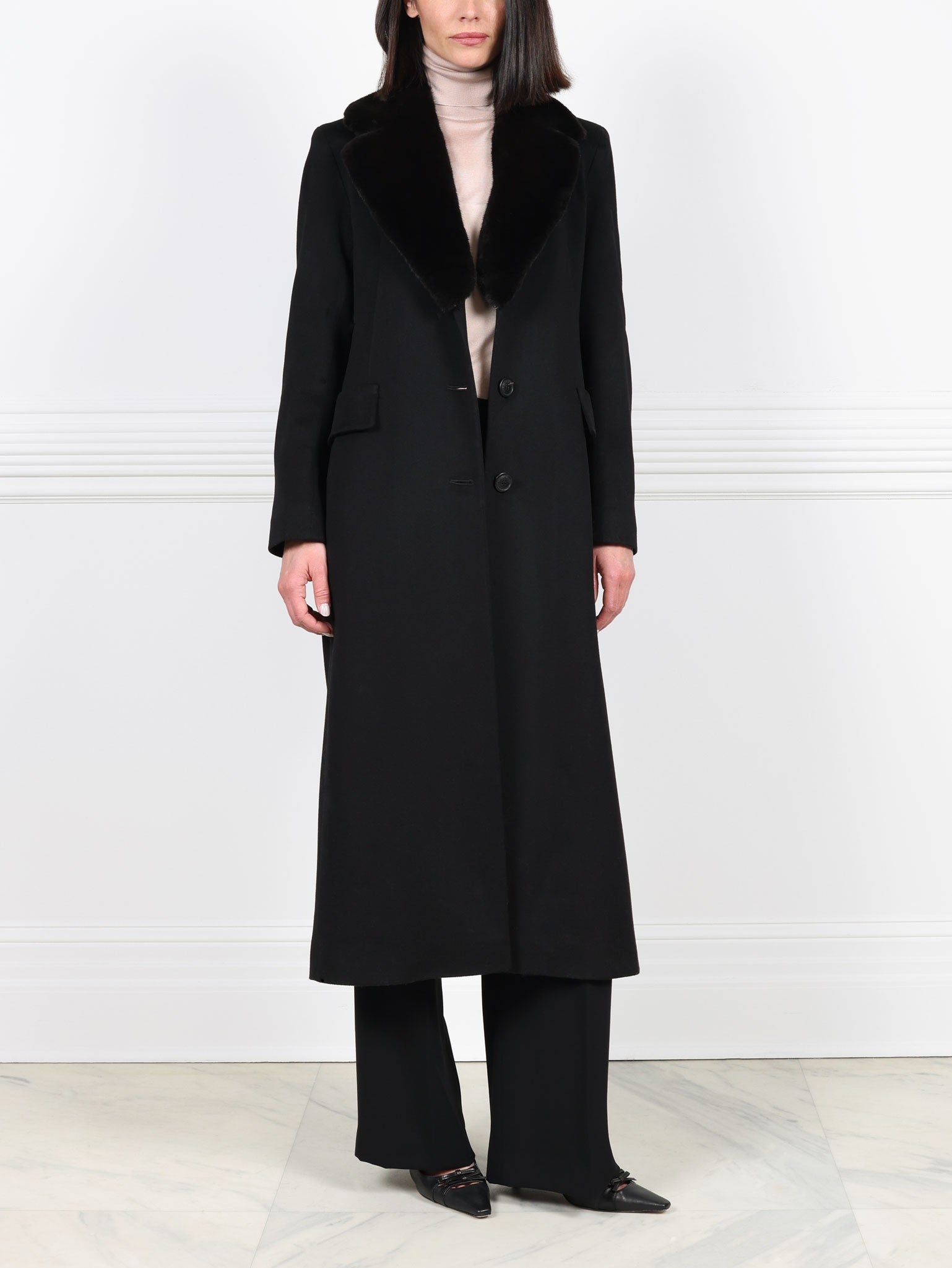Chesterfield Coat with Mink Collar