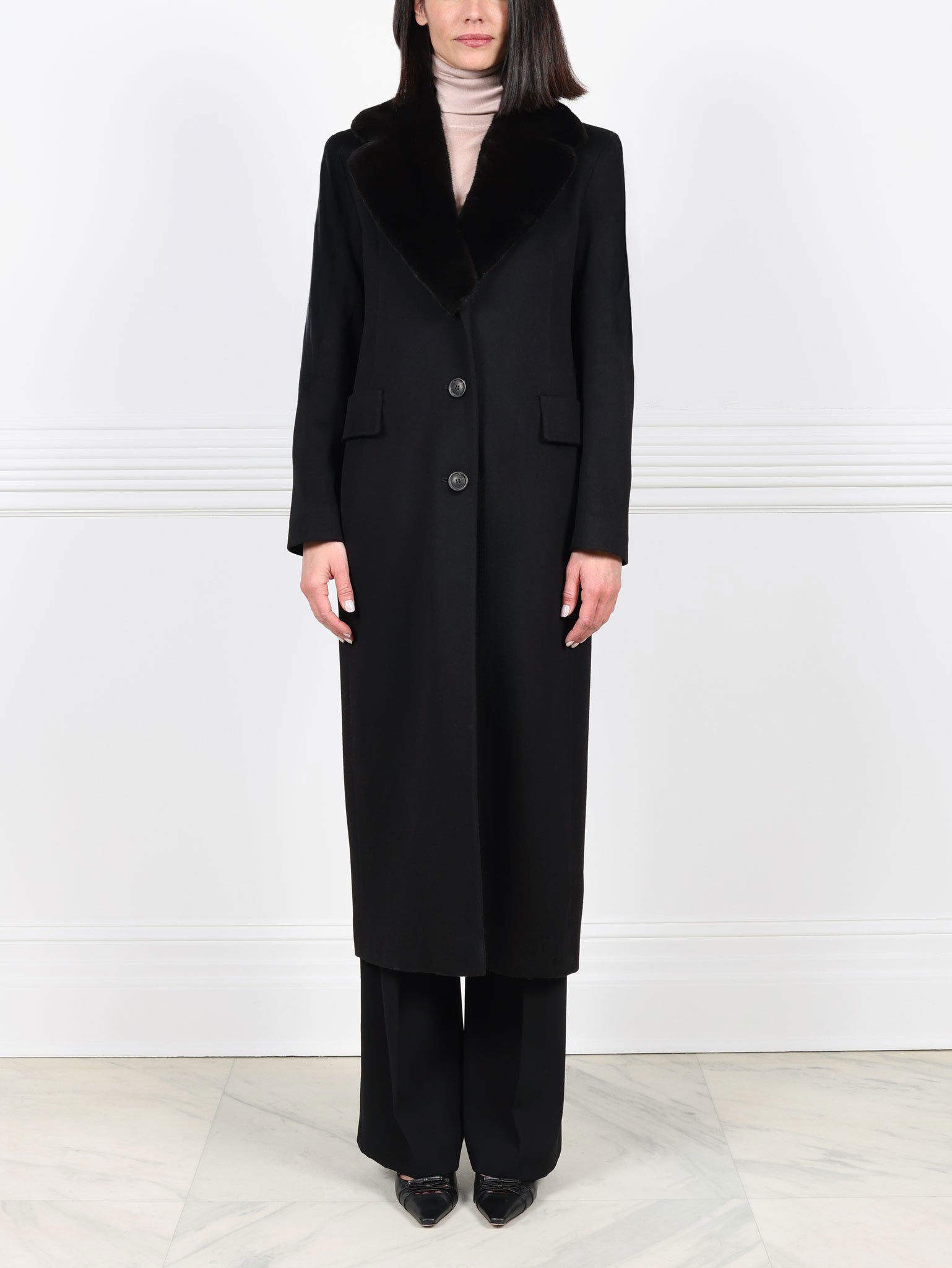 Chesterfield Coat with Mink Collar