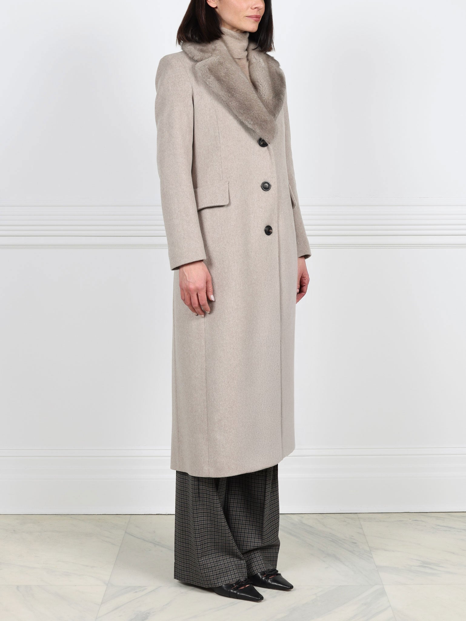 Chesterfield Coat with Mink Collar