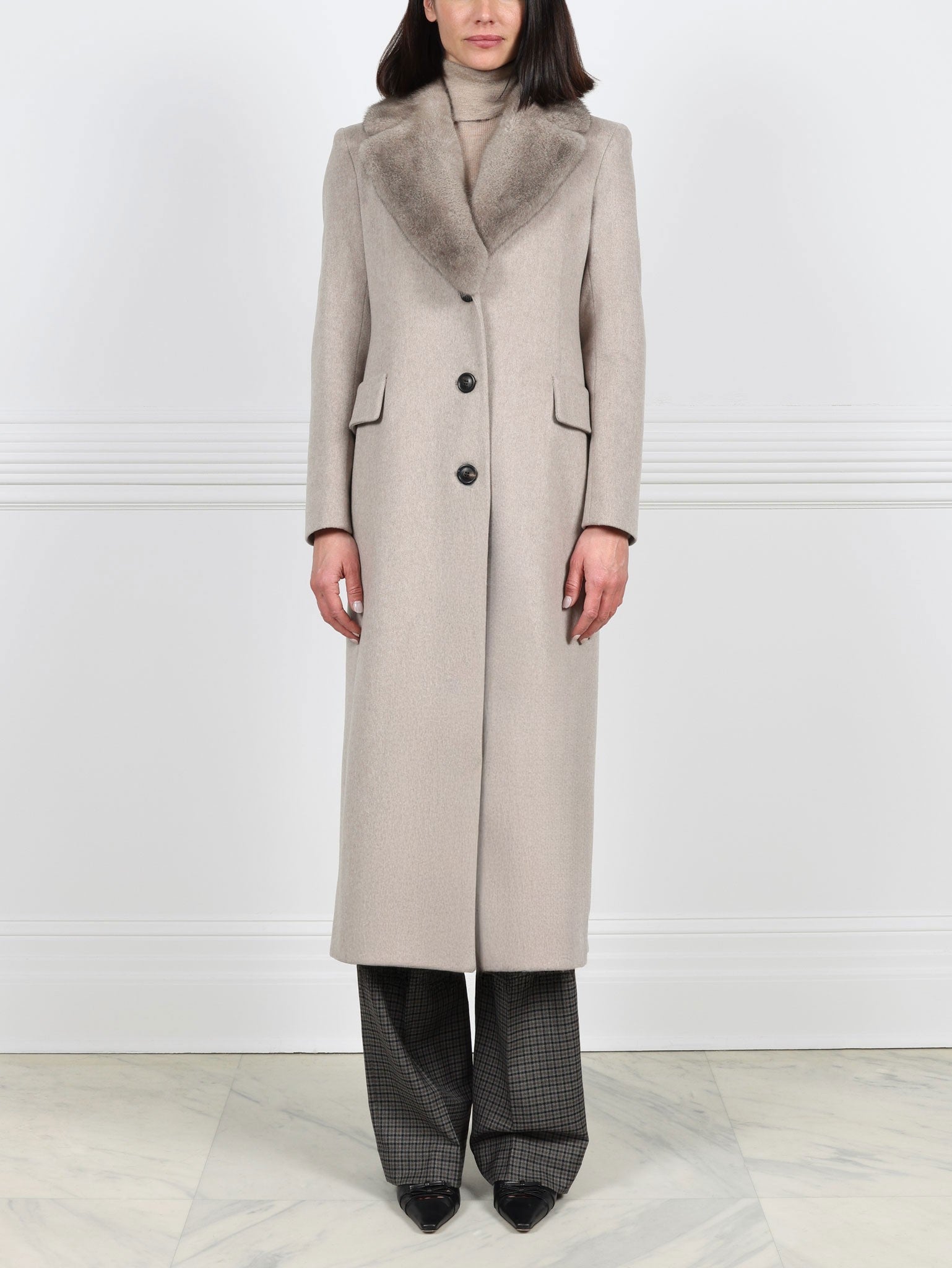 Chesterfield Coat with Mink Collar