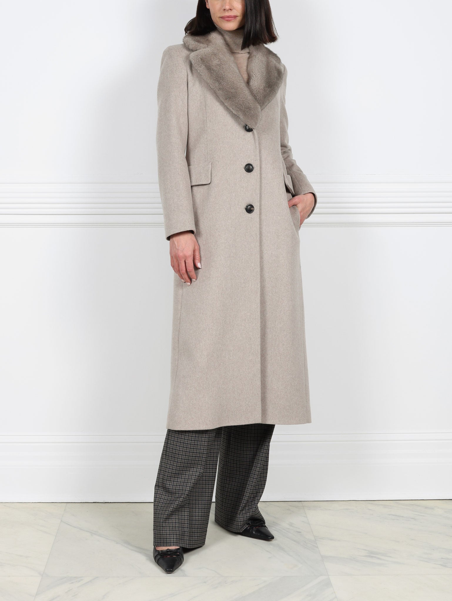 Chesterfield Coat with Mink Collar