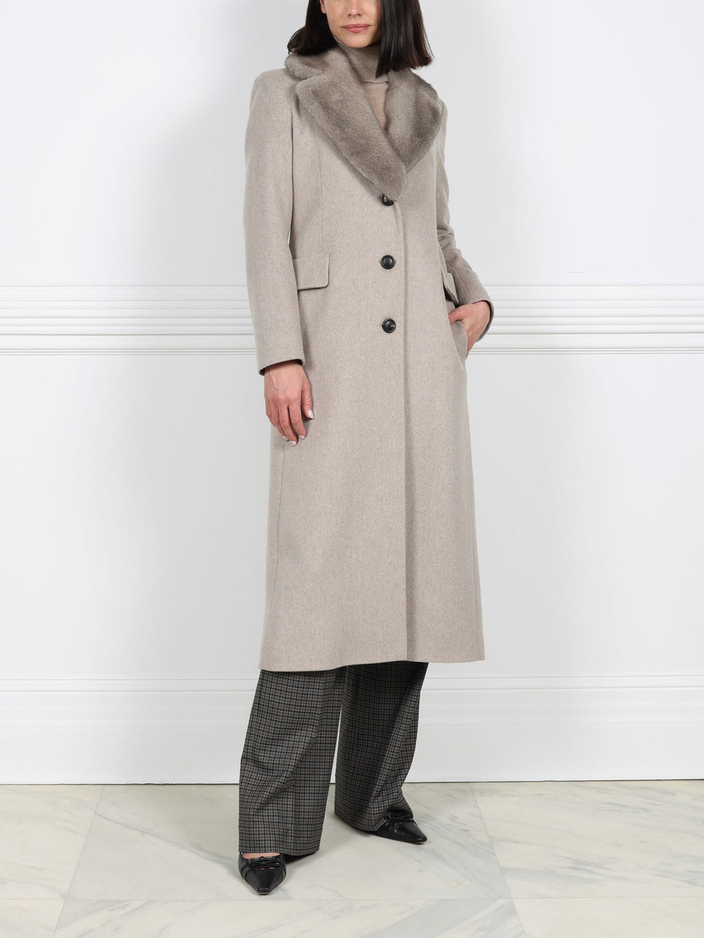 Chesterfield Coat with Mink Collar