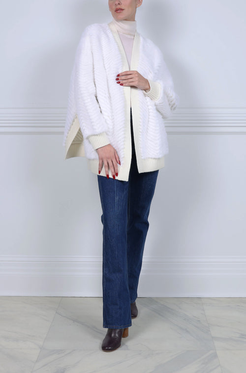 The Ayla Mink Fur on Knit Belted Cardigan Jacket