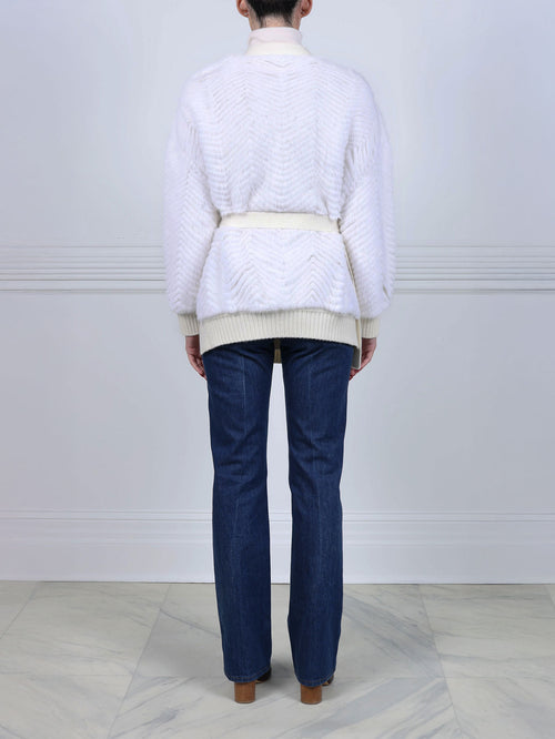 The Ayla Mink Fur on Knit Belted Cardigan Jacket