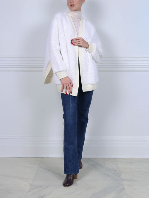 The Ayla Mink Fur on Knit Belted Cardigan Jacket