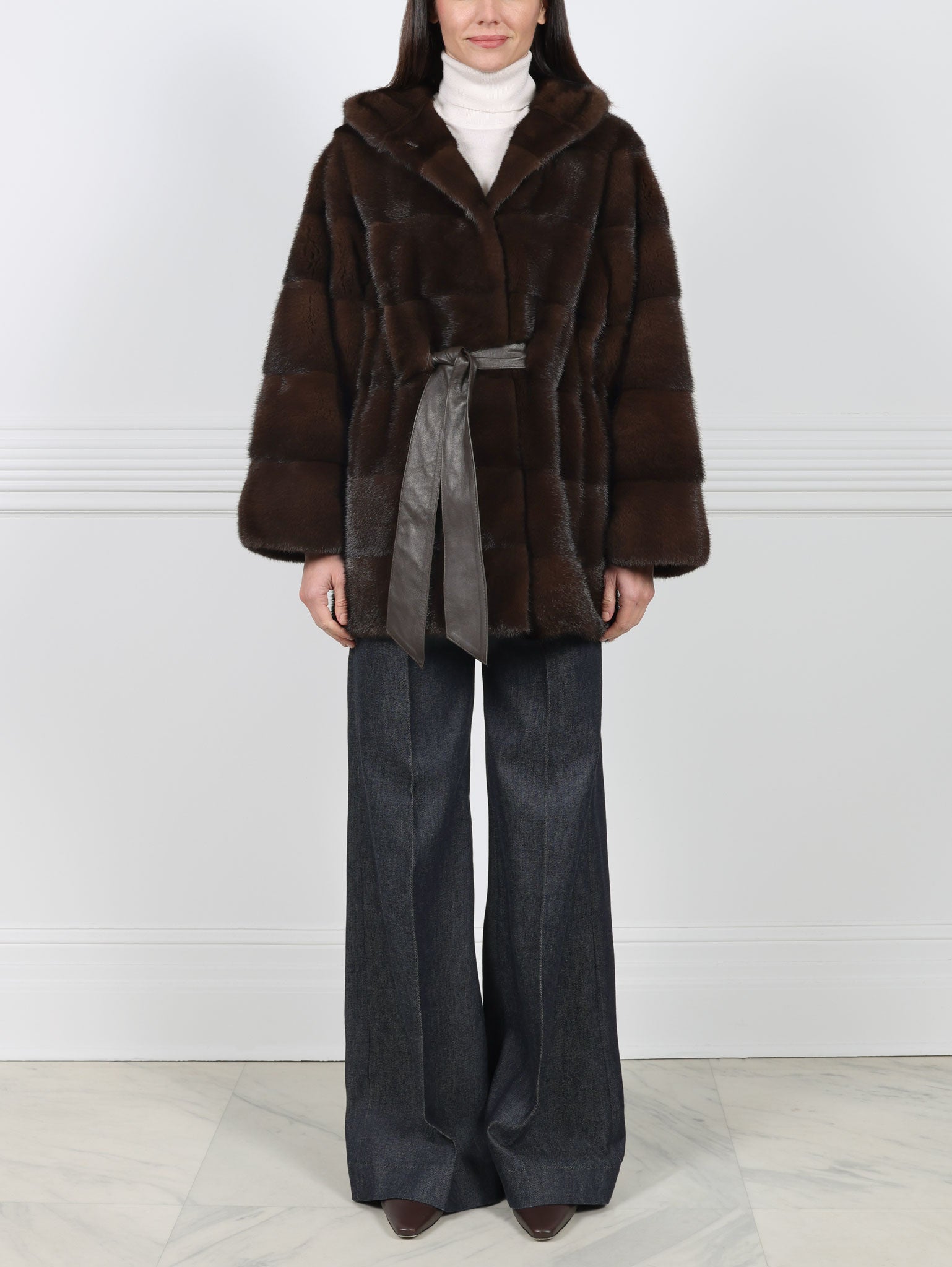 The Zippy Horizontal Mink Fur  Coat