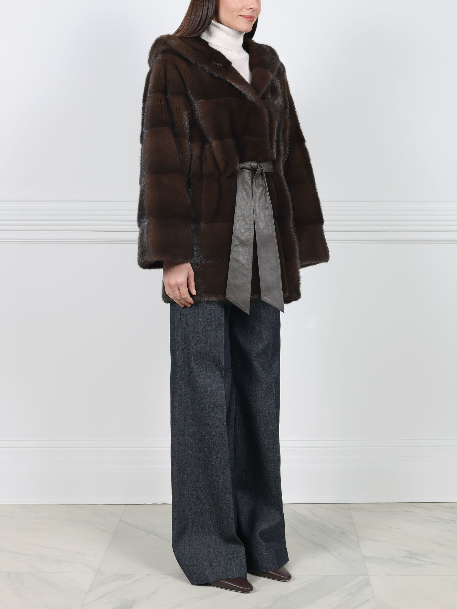 The Zippy Horizontal Mink Fur  Coat