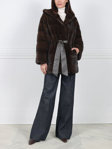The Zippy Horizontal Mink Fur  Coat
