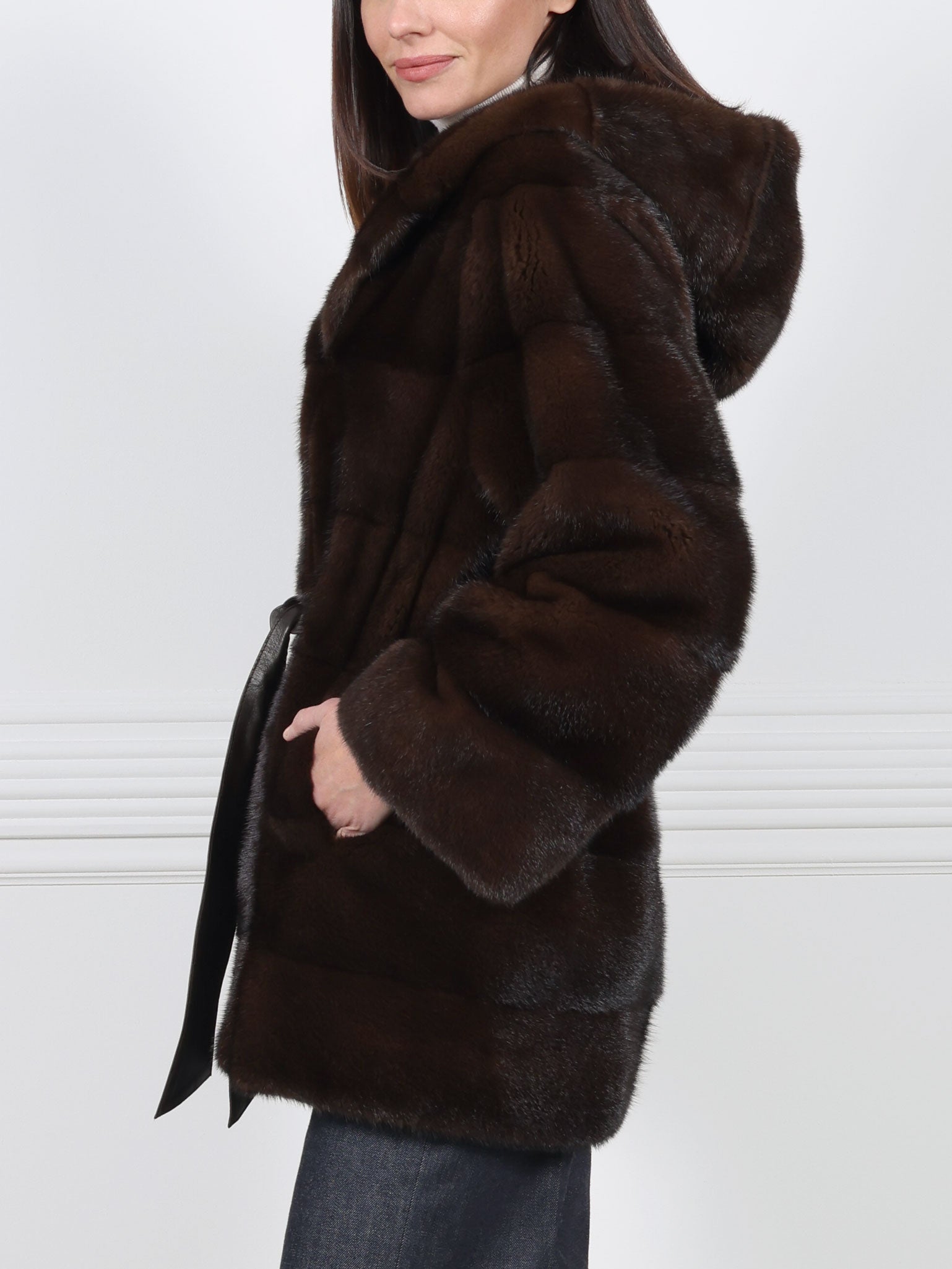 The Zippy Horizontal Mink Fur  Coat