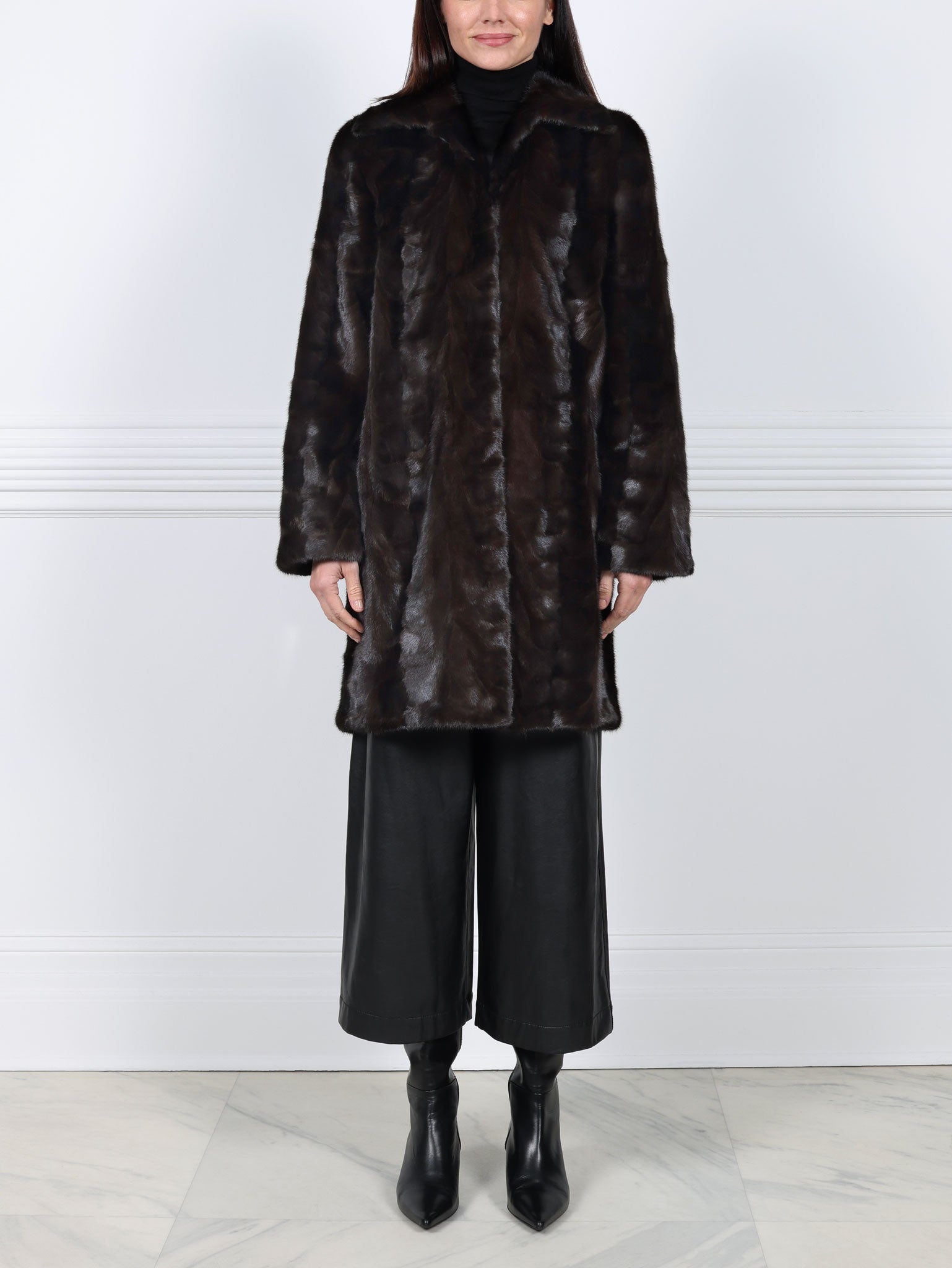 The Fen Upcycled Mink Coat in Black