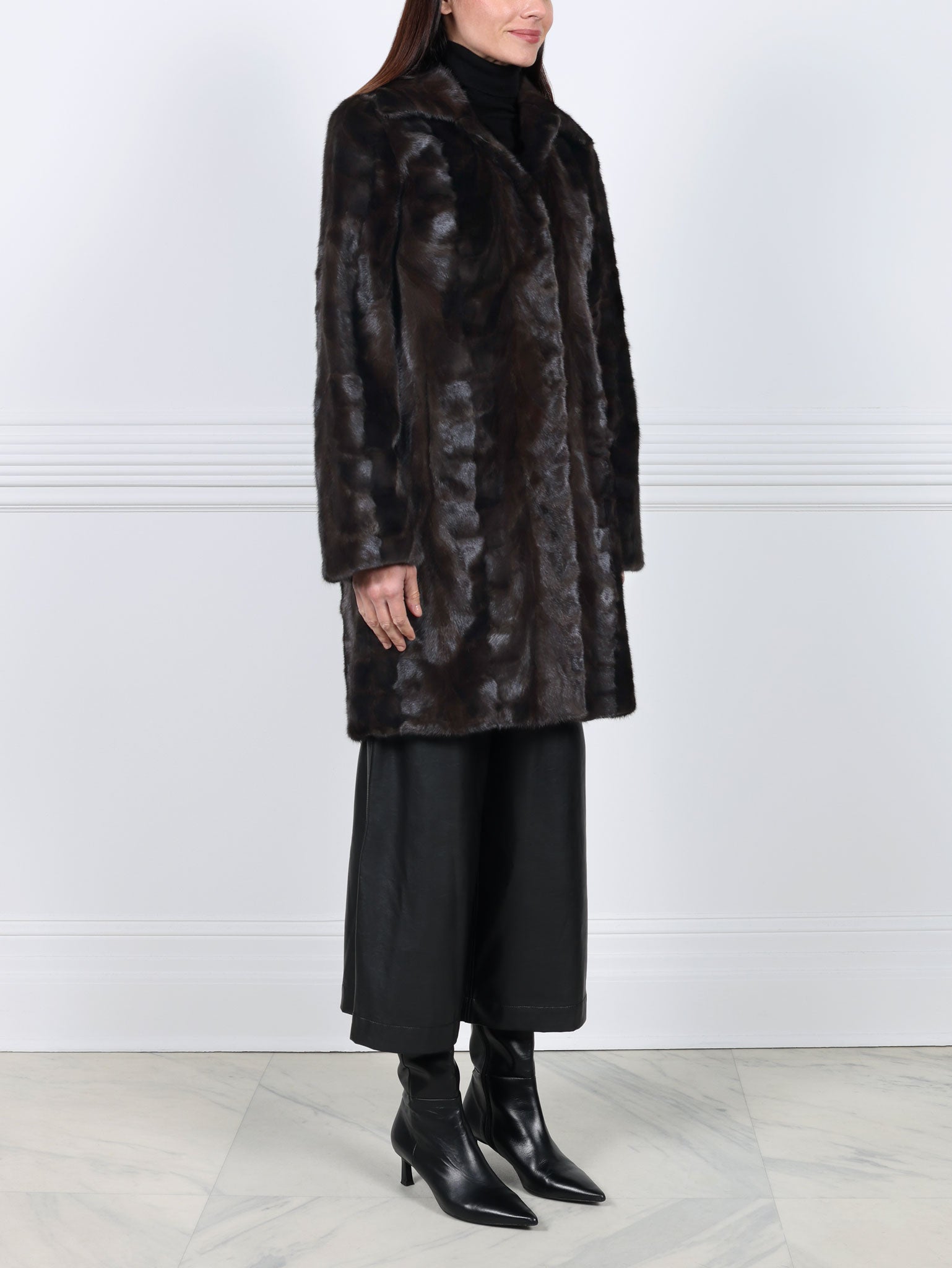 The Fen Upcycled Mink Coat in Black