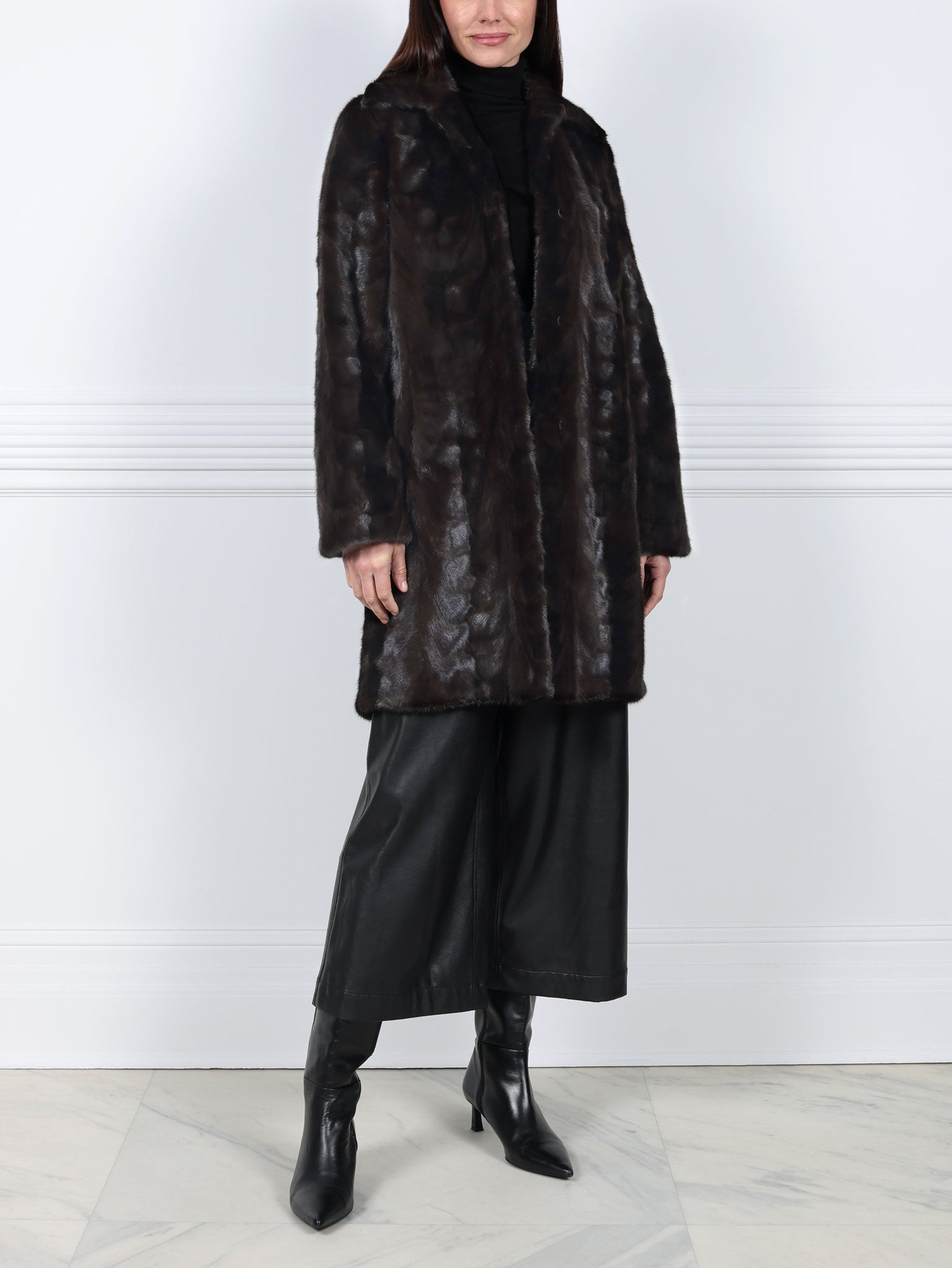The Fen Upcycled Mink Coat in Black