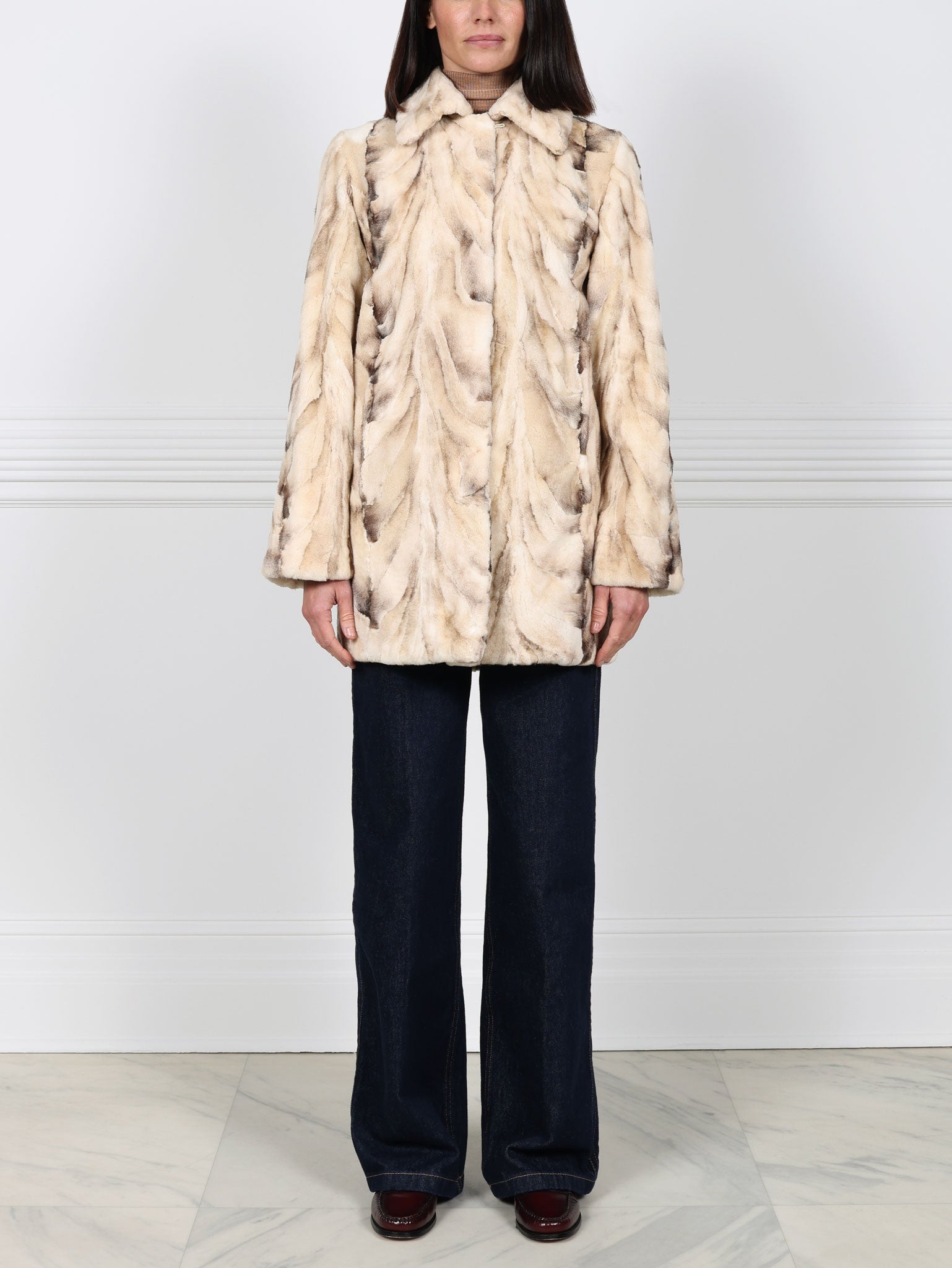 Upcycled Mink Fur Short Coat in Ivory