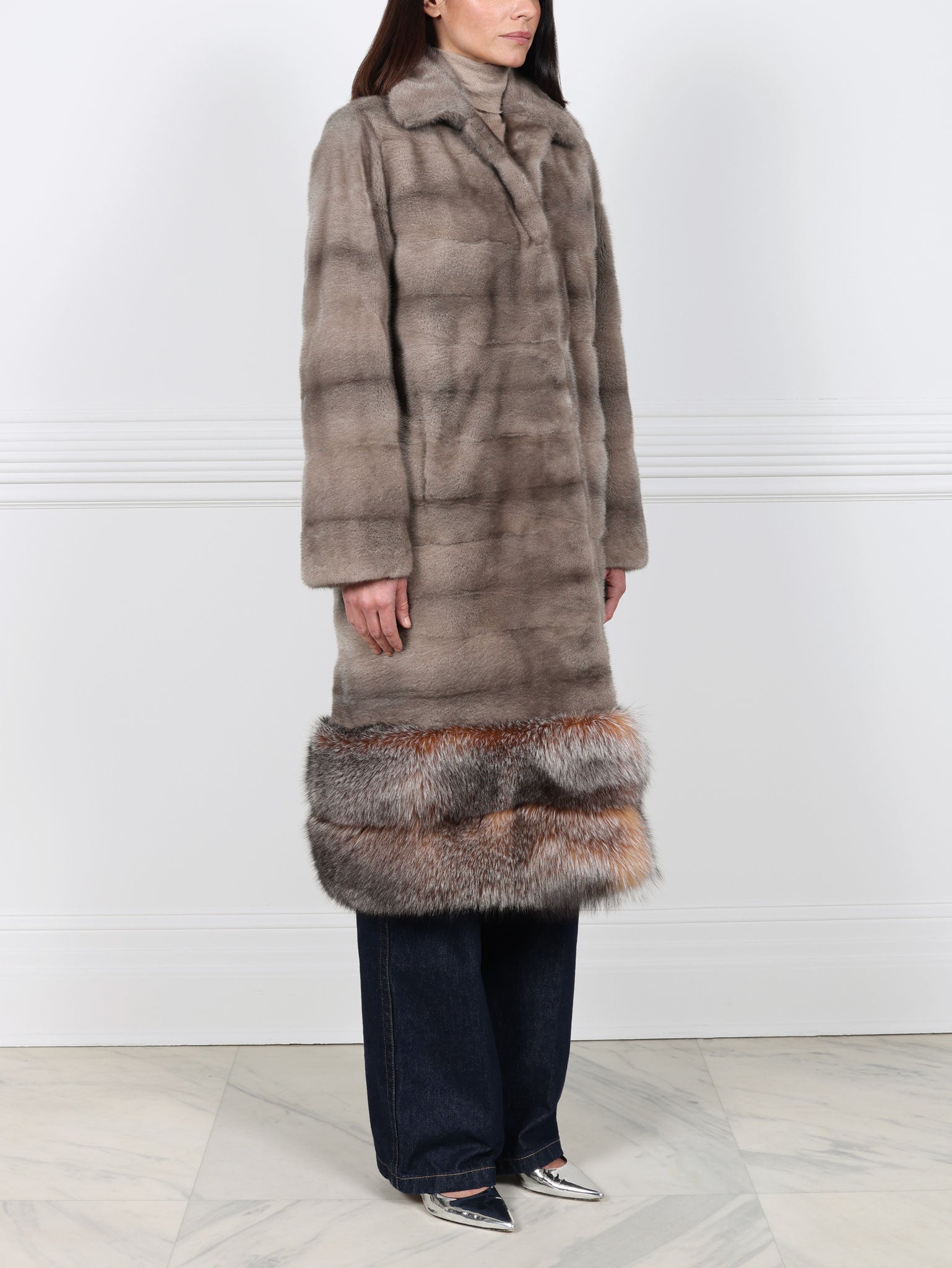 Mink Coat with Crystal Fox Peplum