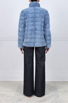 Horizontal Mink Fur Zip Jacket in Light Blue