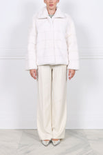 Horizontal Mink Fur Jacket in White