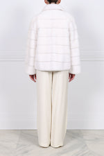 Horizontal Mink Fur Jacket in White