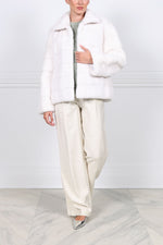 Horizontal Mink Fur Jacket in White