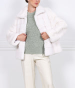 Horizontal Mink Fur Jacket in White