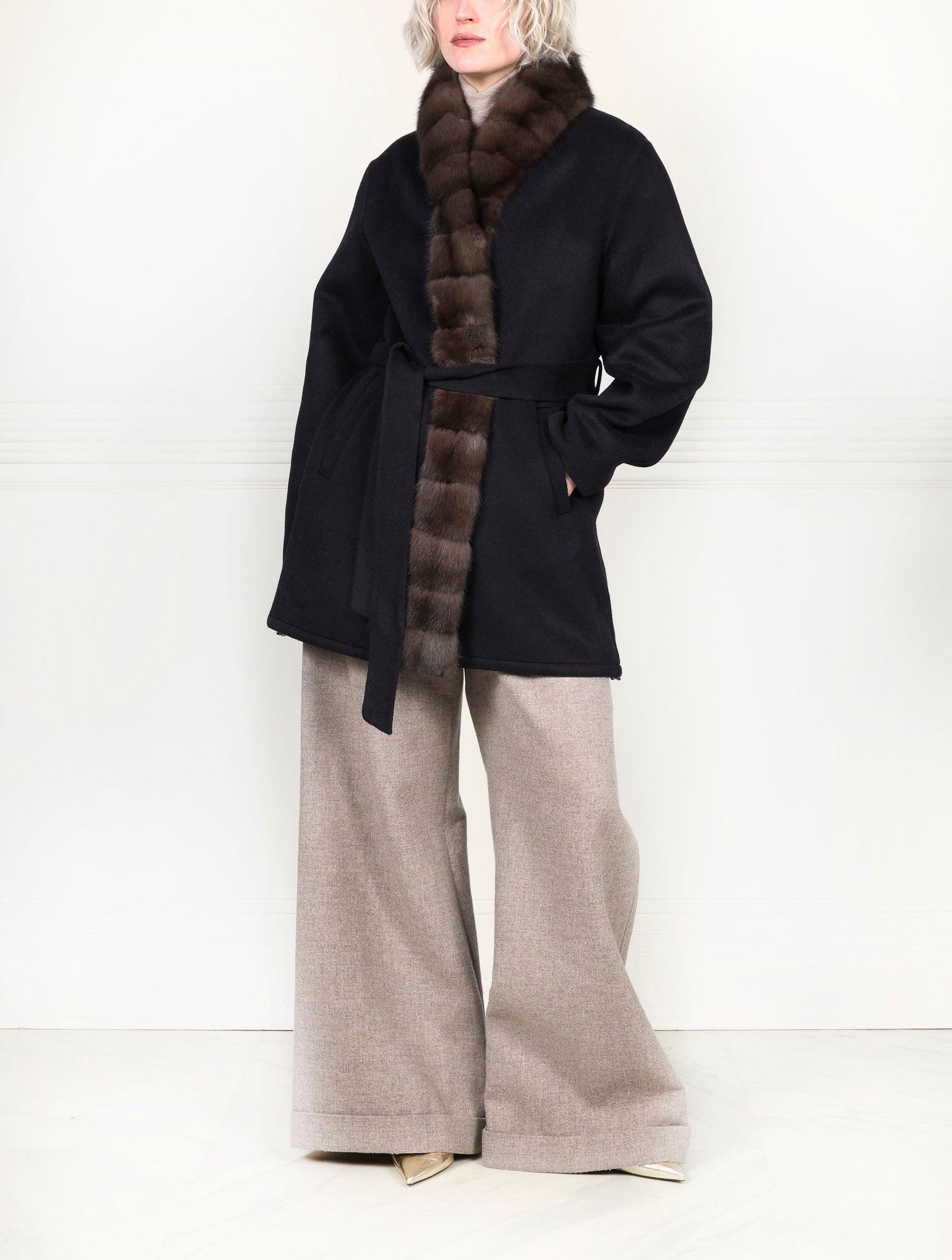 The Livia Cashmere Jacket with Sable Trim